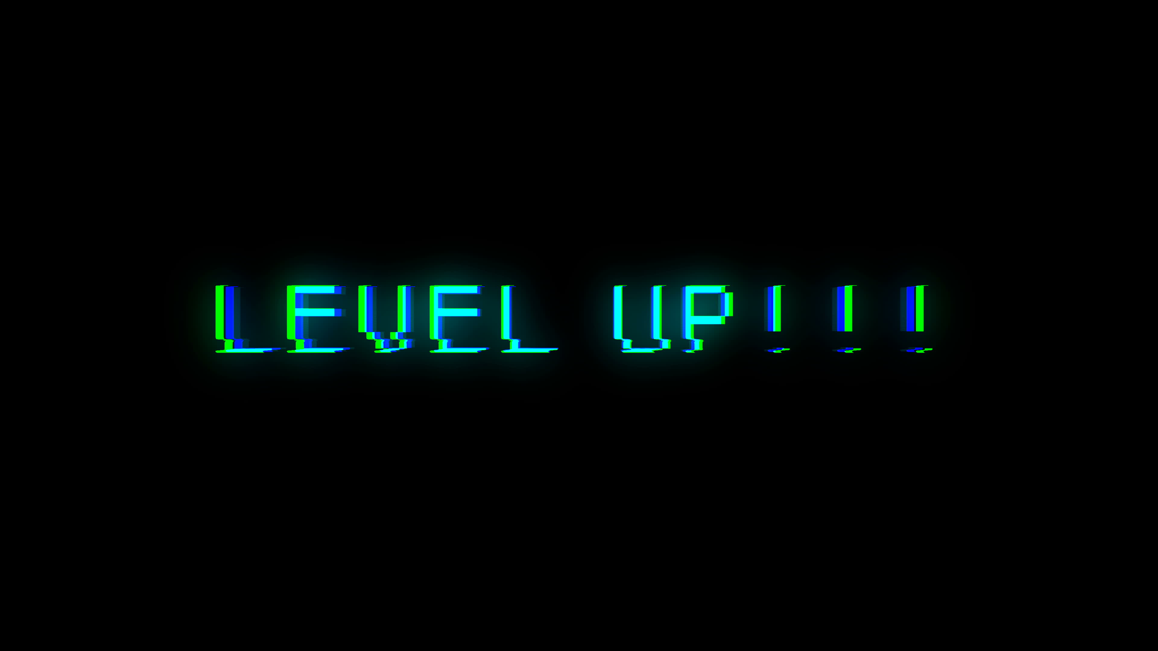 Det står level up på en svart bakgrunn