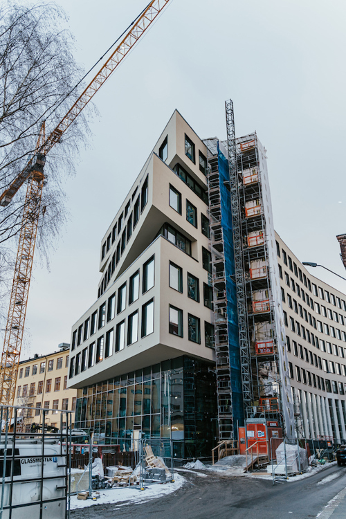 Nye bygget i Urtegata under konstruksjon