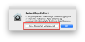 Systemvalg-varsel i macOS Catalina