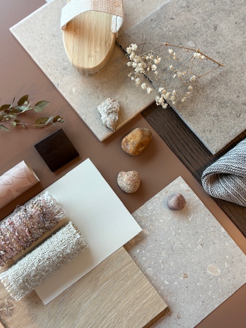 Moodboard av farger og materialvalg