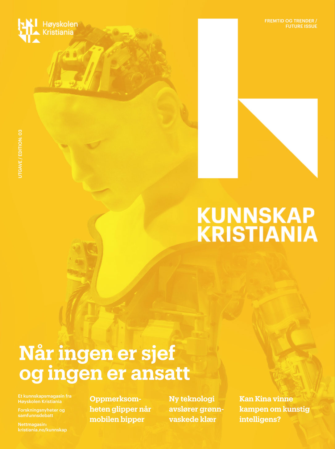 Gul forside av magasinet Kunnskap Kristiania.