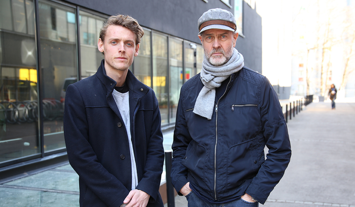Brede Fristad og Erik Poppe står sammen utenfor campus Vulkan