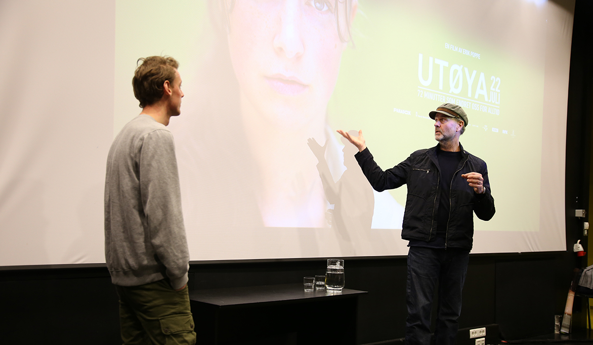 Brede Fristad og Erik Poppe på campus Vulkan.