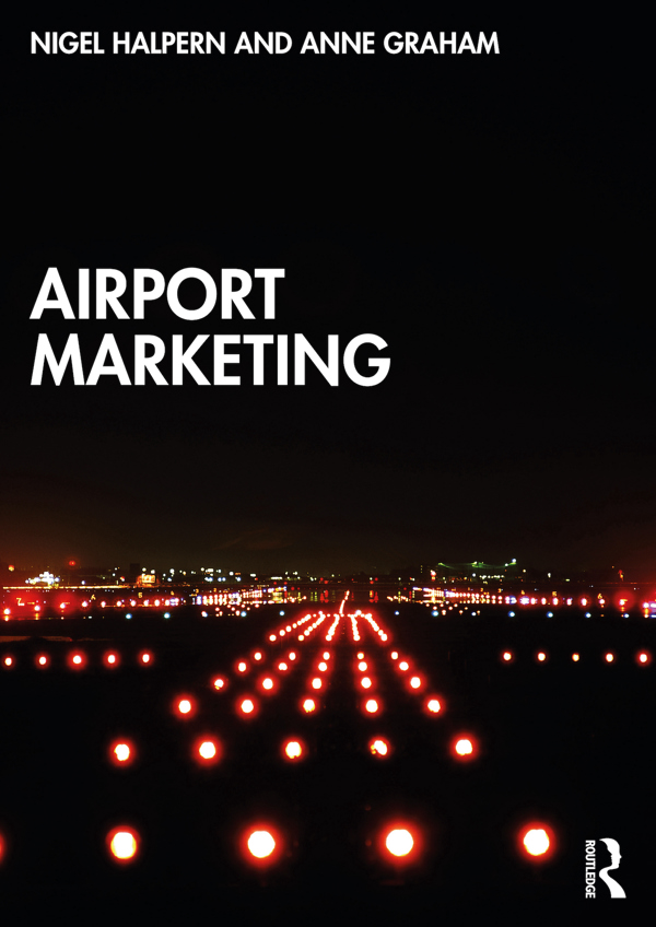 Picture of the front cover of "Airport Marketing". The front cover has a picture of approaching an airport by night.