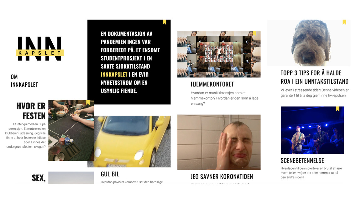 En samling av skjermbilder fra nettmagasinet Innkapslet.