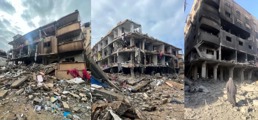Bilder av ødelagte bygninger fra krigsområder