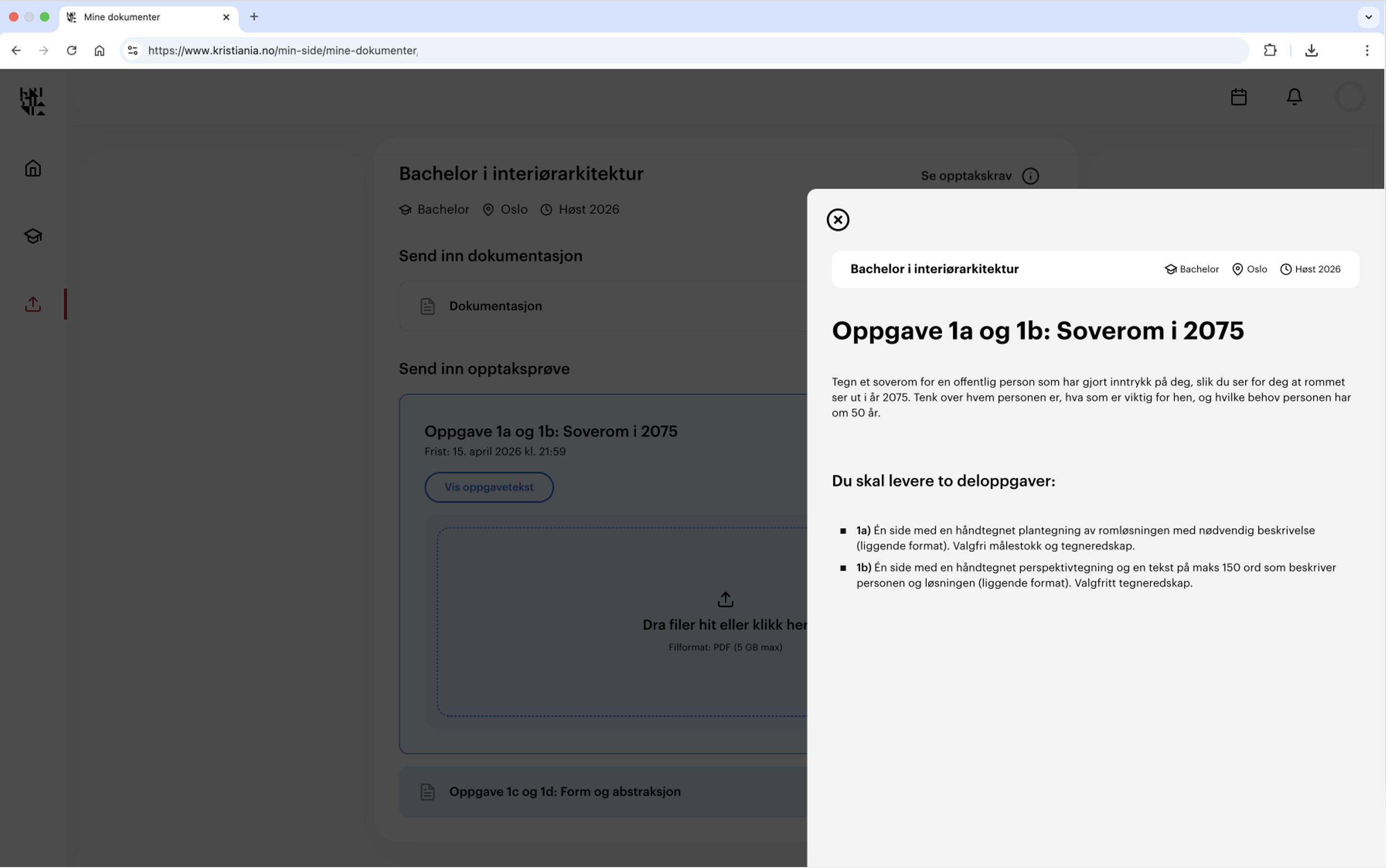 Her kan brukeren lese oppgaveteksten 
