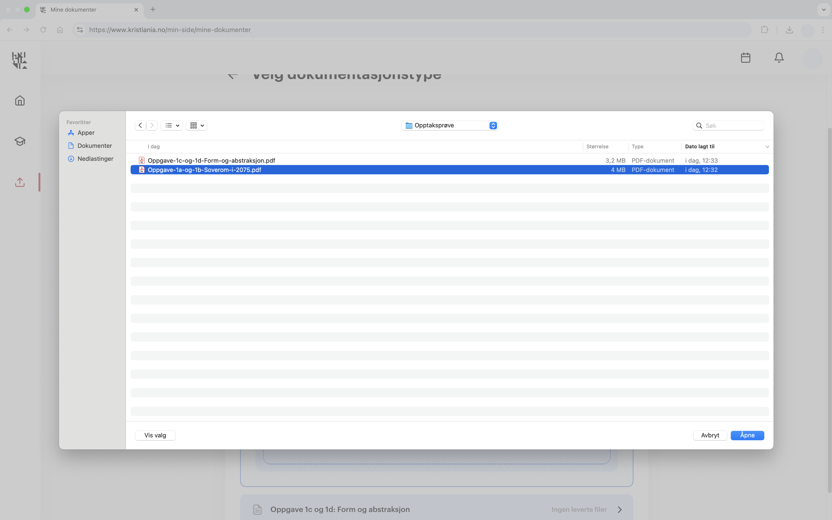 Nest siste steg i opplastning av filer. Finn og last opp filer fra PC-en din. 
