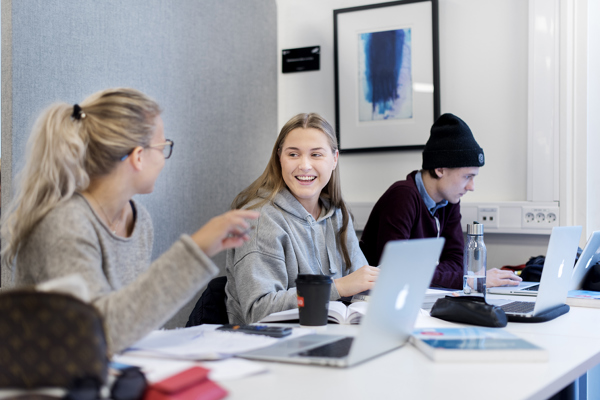 Bilde av studenter som studerer på biblioteket