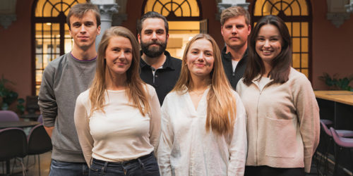 Foto av seks studieveiledere på rekke.