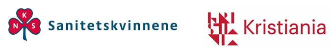 Logoen til sanitetskvinnene og kristiania ved siden av hverandre