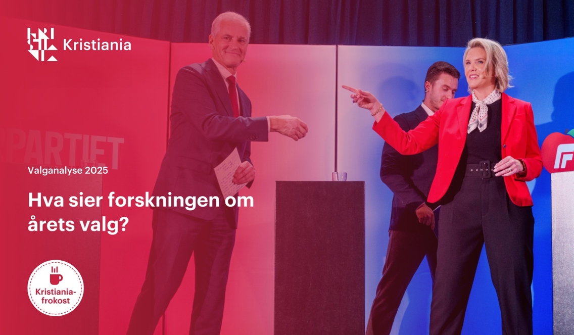 Titttel på event med bilde av Jonas Gahr Støre og Sylvie Listhaug står mot hverandre. 