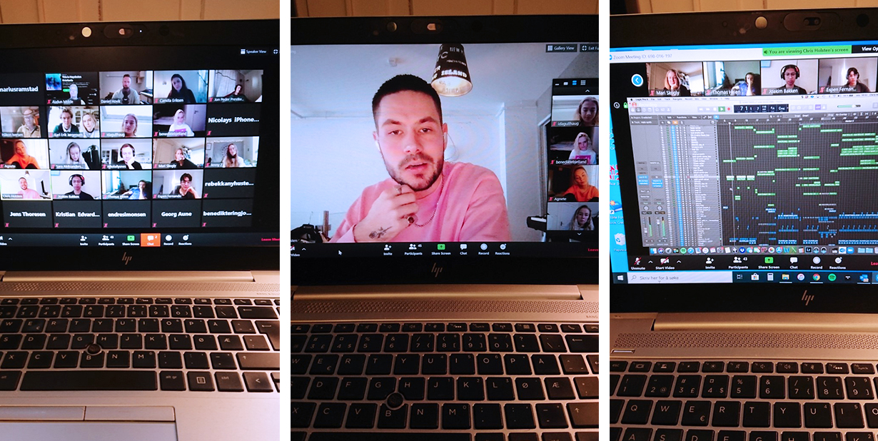 Chris Holsten hadde digital masterclass med studentene på populærmusikk.