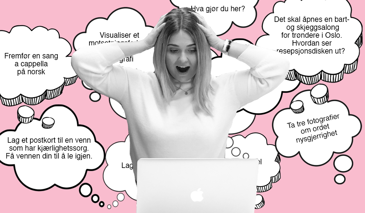 Studentblogger Tina river seg i håret over opptaksprøvene.