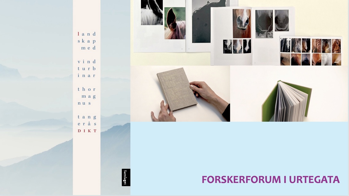 Bokcover av Tangerås´DIKT og et bilde av noen sider fra en annen bok med closeups av hester, og bokcoveret