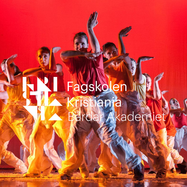 Dansere på rød bakgrunn med Bårdar logo