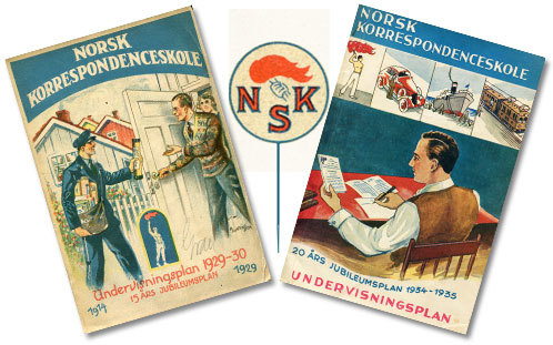 Bilde av to forsider med en nål i midten. 